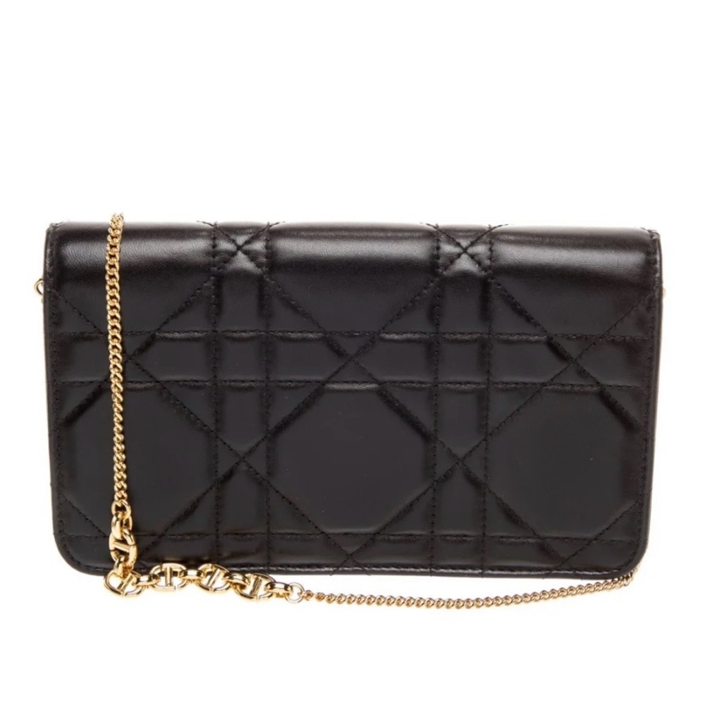 Christian Dior Cannage Miss Caro Pouch with Chain Black Lambskin - Picture 3 of 11